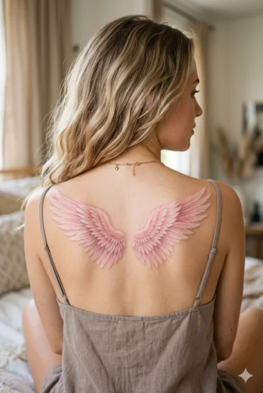 Pink Angel Wings Tattoo