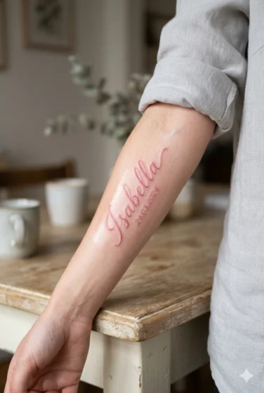 Pink Name or Letter Tattoo