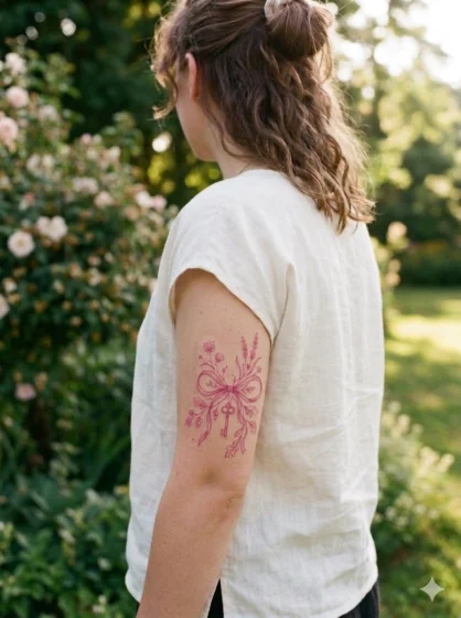 Pink Ribbon Bow Tattoo