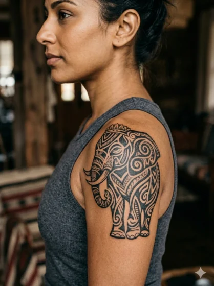 Tribal Elephant Tattoo