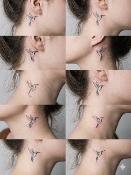 Hummingbird Neck Tattoo