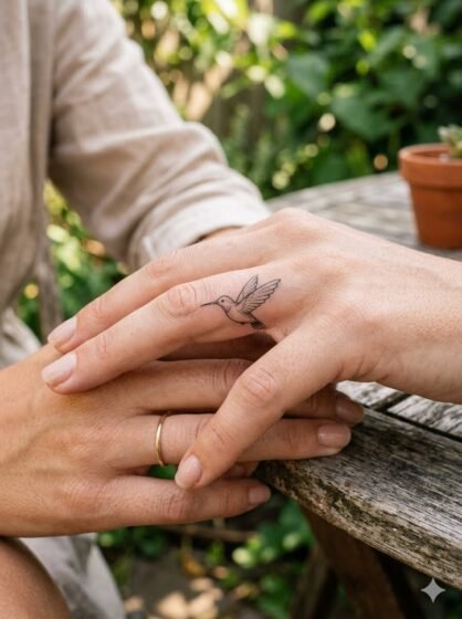 Hummingbird Finger Tattoo