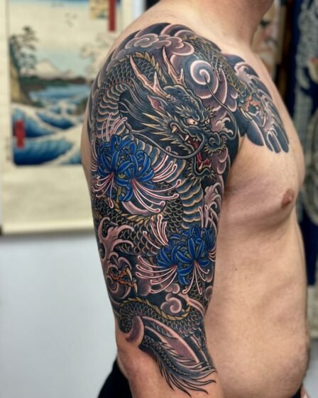 Blue Spider Lily and Dragon Tattoo
