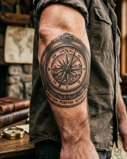 Compass with Vintage Engraving