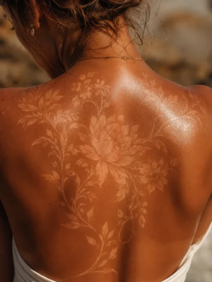 Floral Back Tan Tattoo