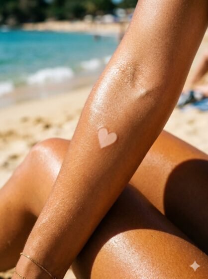 Minimal Heart Tan Tattoo
