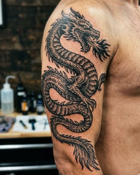 Mythical Dragon with Carved Details