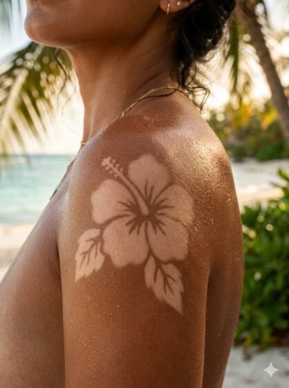 Soft Beige Floral Tan Tattoo