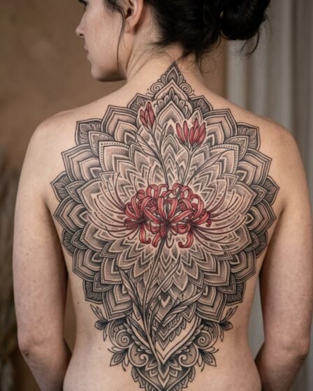 Spider Lily Mandala Back Tattoo