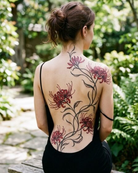 Spider Lily Vine Wrap Back Tattoo