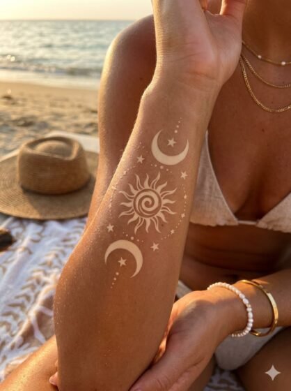 Sun and Moon Tan Tattoo