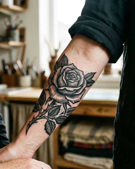 Vintage Rose with Bold Etching