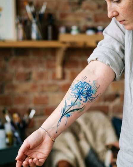 Watercolor Blue Spider Lily