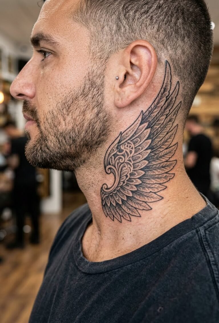 Men’s Neck Wing Tattoos: 18 Bold Designs That Command Respect