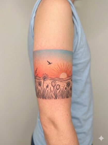 Sunrise Over a Blooming Meadow