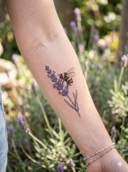 Bumblebee on a Sprig of Lavender