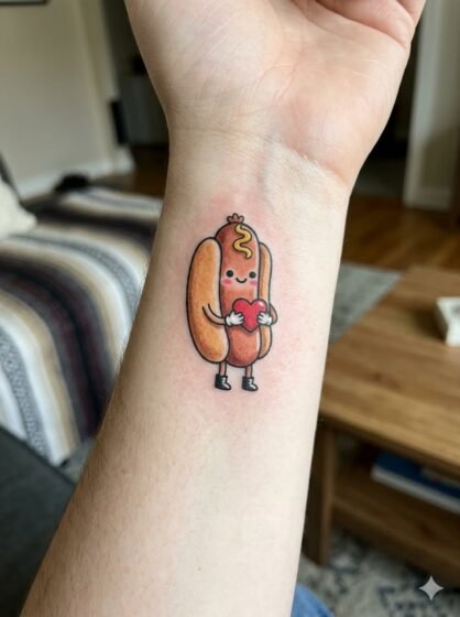Cute Hot Dog Holding a Heart