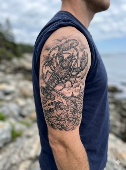 Lobster Coastal Tattoo