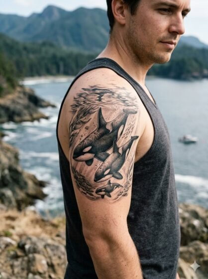 Orca Family Tattoo