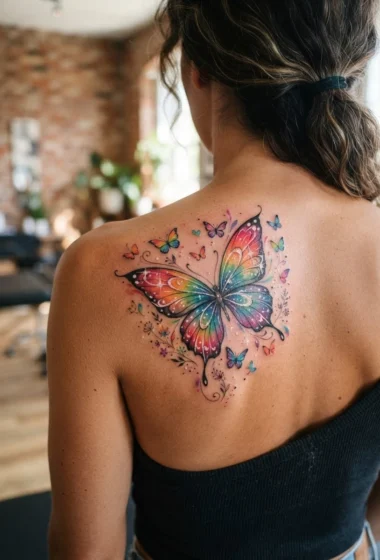 Rainbow Butterfly Tattoo