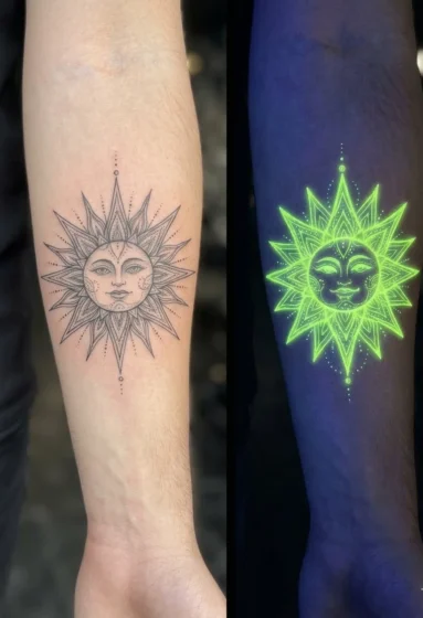 UV Glow-in-the-Dark Sun Tattoo