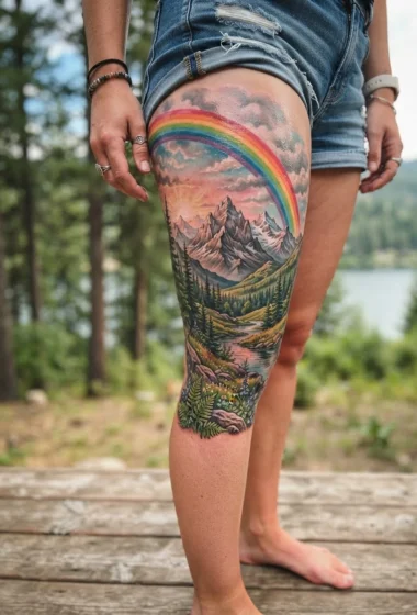 Rainbow Mountain Landscape Tattoo