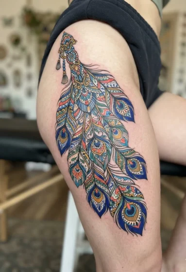 Talavera Peacock Feather Fan