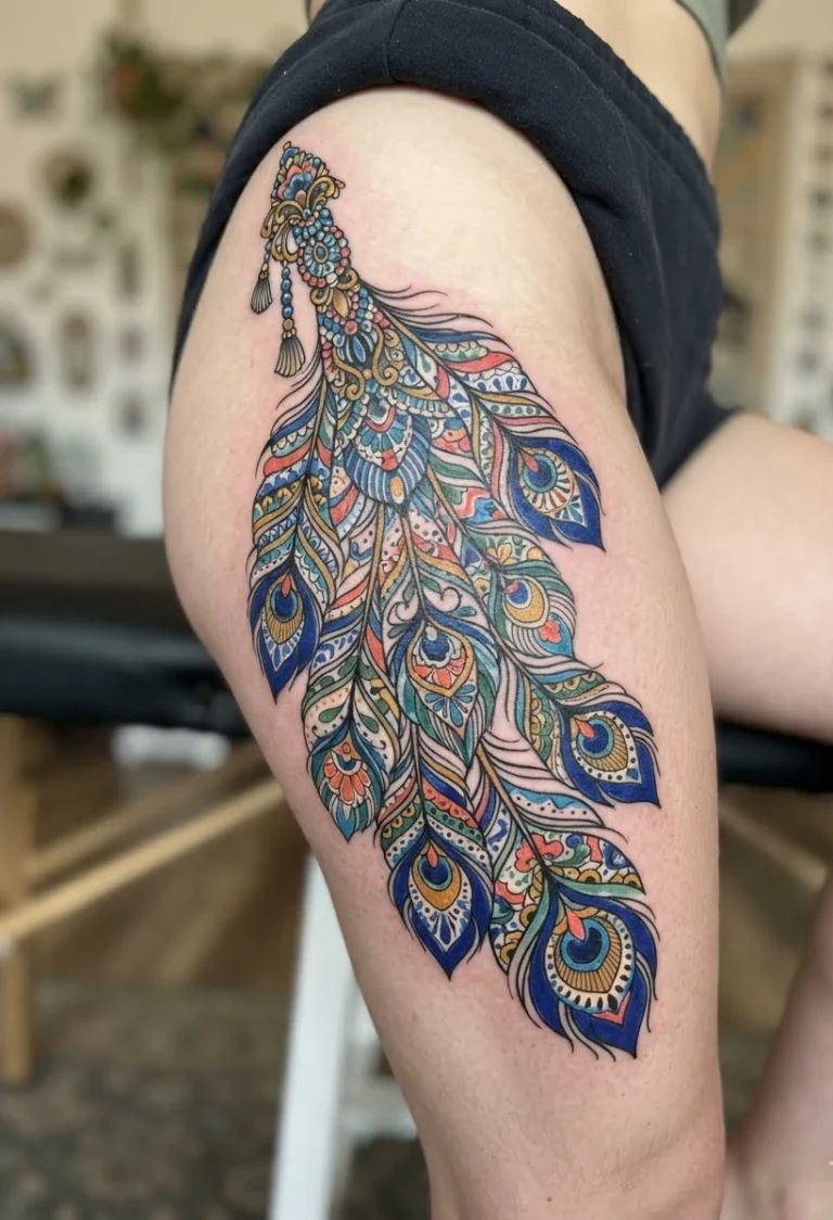 Talavera Peacock Feather Fan