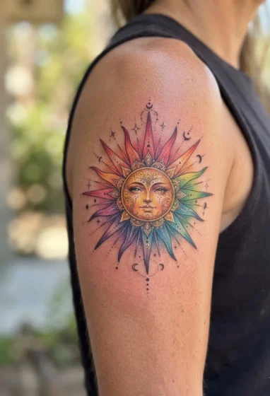 Rainbow Sun Tattoo