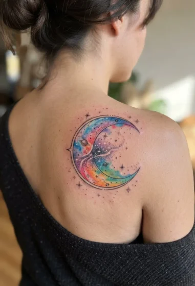 Rainbow Moon Tattoo
