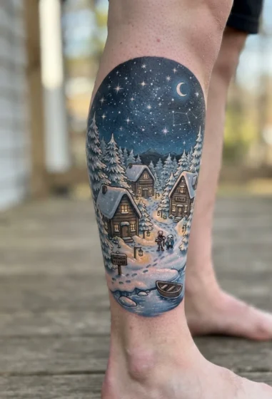 Snowdin Village Under a Starry Sky