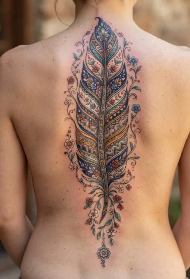 Talavera Feather with Floral Trim
