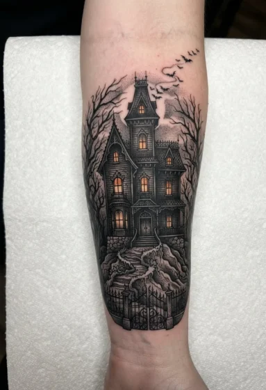 Haunted Victorian Mansion Silhouette