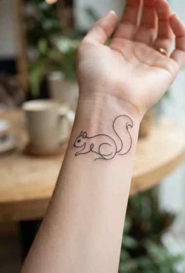 Minimalist Line-Art Squirrel