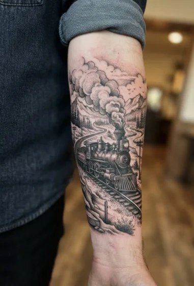 Train and Railroad Tracks