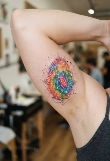 Rainbow Fingerprint Tattoo