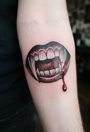 Vampire Fangs and Blood Drop