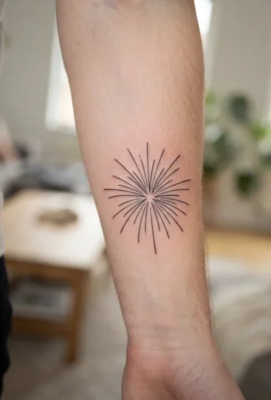 Minimalist Line-Art Firework Burst