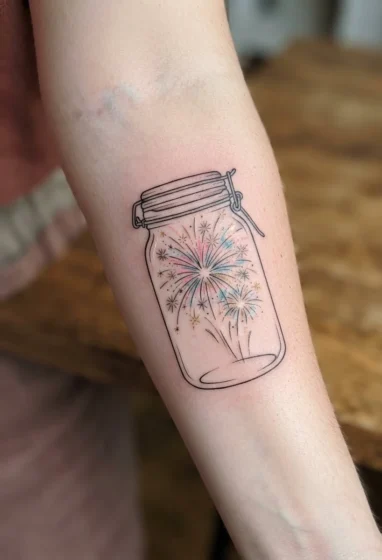 Firework Bursting Inside a Glass Jar