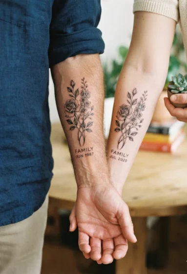 Matching Birth Flower Tattoos