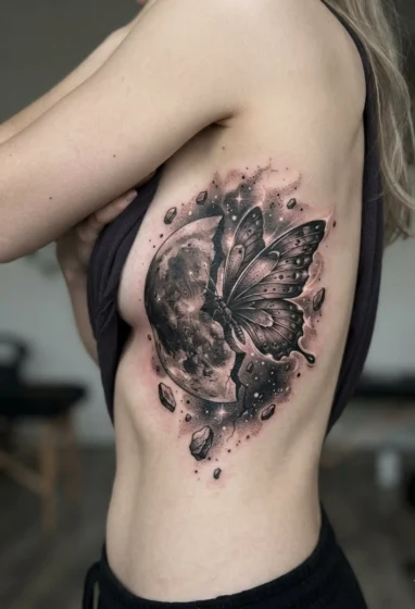 Butterfly Emerging From a Cracked Moon