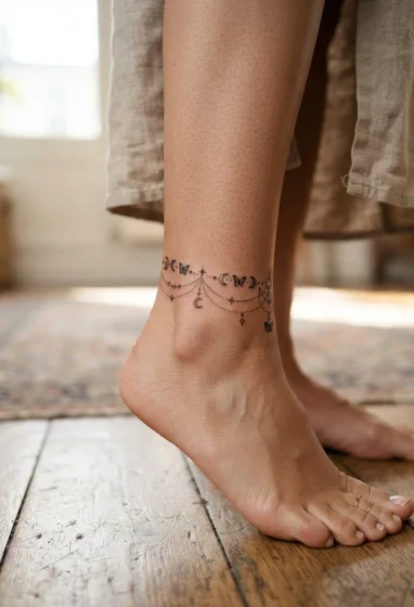 Moon and Butterfly Anklet Design