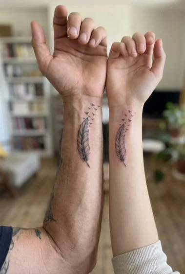 Matching Feather Tattoo