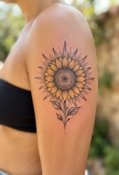 Sunflower Fused With a Sun Tattoo