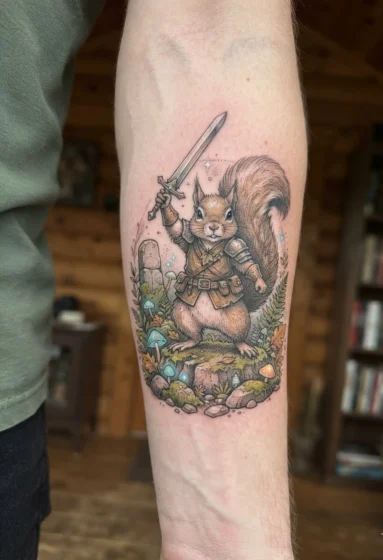 Squirrel Wielding a Tiny Sword