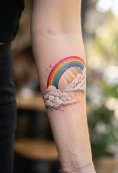 Rainbow and Cloud Tattoo