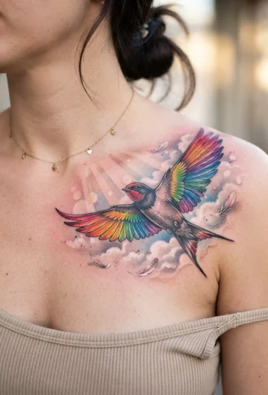 Rainbow Bird Tattoo