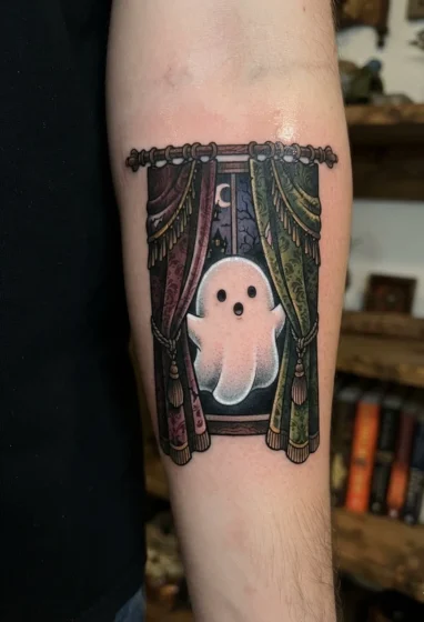 Ghost Peeking From Behind Curtains