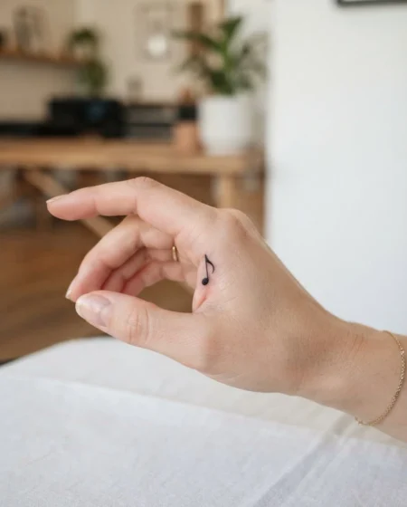 A Delicate Music Note Between the Fingers
