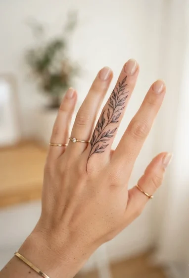 A Fine-Line Leaf Branch Along